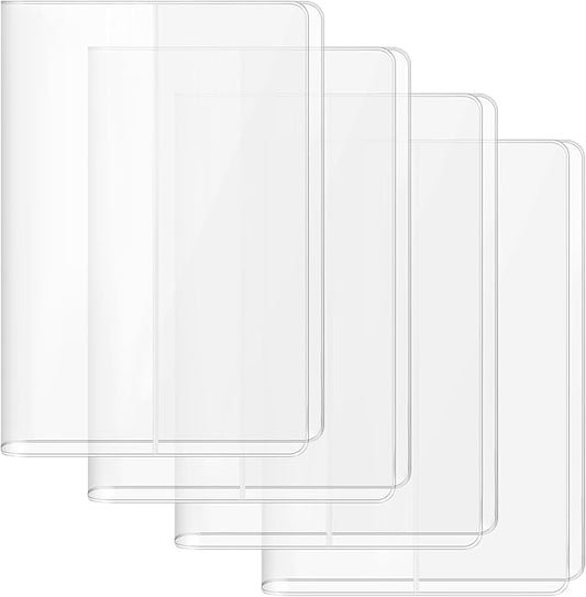 4 Pack A5 Clear Cover, Transparent A5 Jelly Planner Cover Waterproof Notebook Cover Plastic Sleeves Slip on Book Covers for Journal Weeks Planners and Books