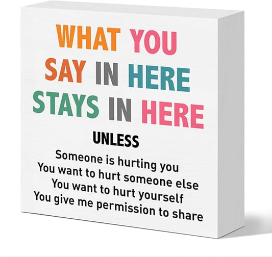 Therapy Office Desk Decor Wooden Box Sign Mental Health Decor for Home School Counselor CBT Counseling Therapist Office Decoration Mental Health Gift for Counselor Psychologist Therapist CBT