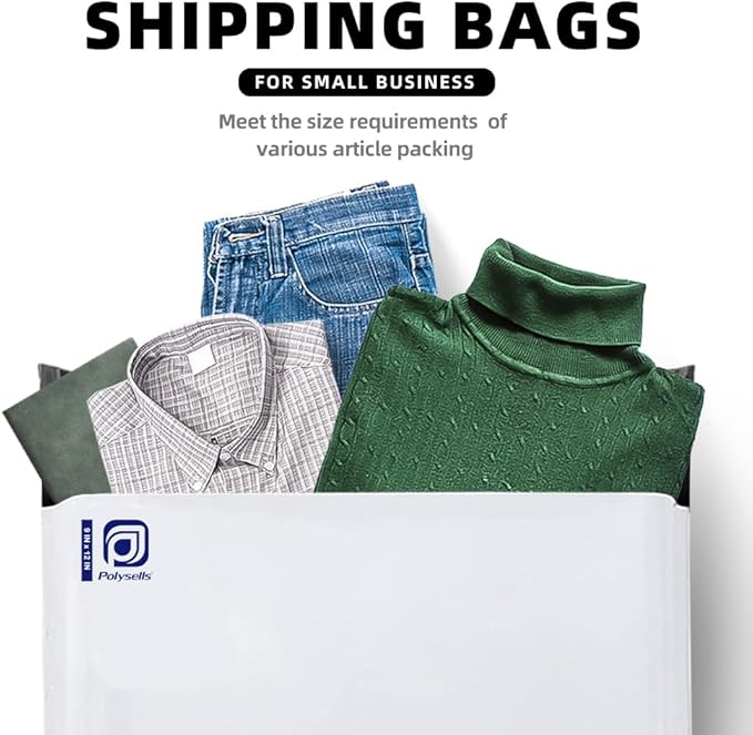 POLYSELLS 100 pack 9x12 Inch Poly Mailers Shipping Envelopes, Strong Adhesive Sealing, Waterproof, and Tear-resistant Postal Mailing Bags for Clothing, Books, and Accessories White