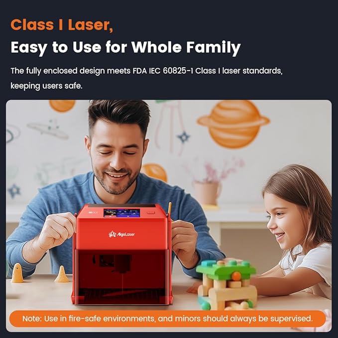 AlgoLaser 10W Laser Engraver Machine: Portable & Smart with 3.5" Touch Screen, Hand Drawing/Wireless/SD Card/Offline Engraving, AlgoOS 2.0 Self Developed System for Wood, Acrylic, Leather