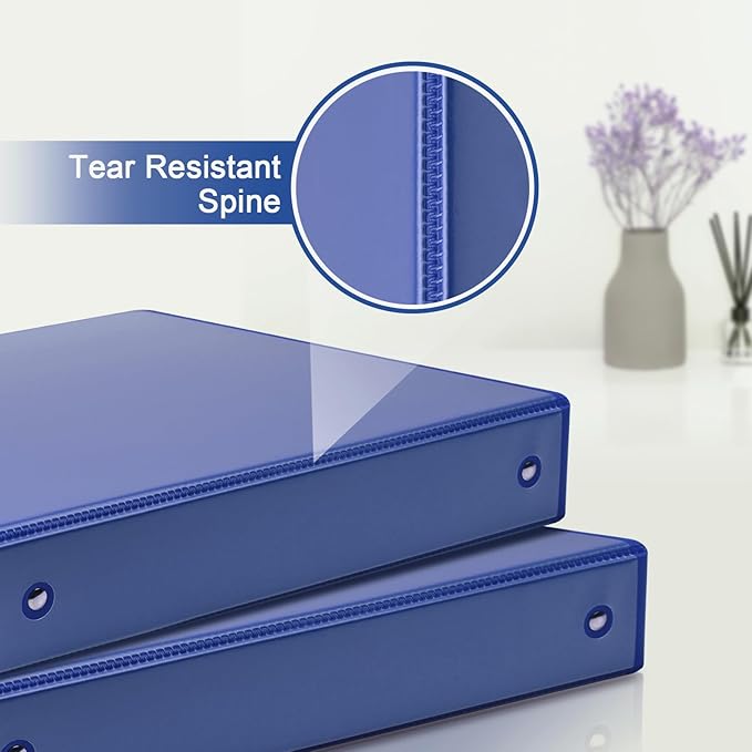 COMIX 3 Ring Binder 1.5 inch with Clear View Cover, 1.5" View Binder Holds 300 Sheets of US Letter Size Paper, 6 Pack (Dark Blue)