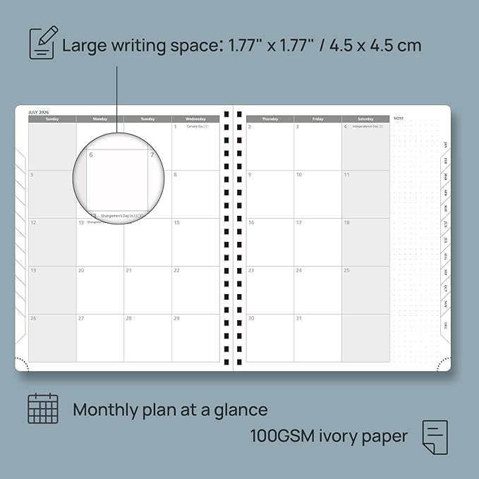 POPRUN 2026 Planner (Large - 8.5" x 10.5") with Hourly Schedule, Vertical Layout - 2026 Weekly Calendar (Jan. 2026 - Dec.2026) for Time Management, Monthly Tabs, Spiral Bound, Soft Cover - Night Sky Blue