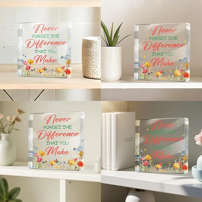 Sunshine Gifts for Women Men Coworkers Friends, Positive Affirmation Desk Acrylic Sign 4X4 Inch, Human Sunshine Desk Decorative Signs for Table Top Cubicle Room Office Decor