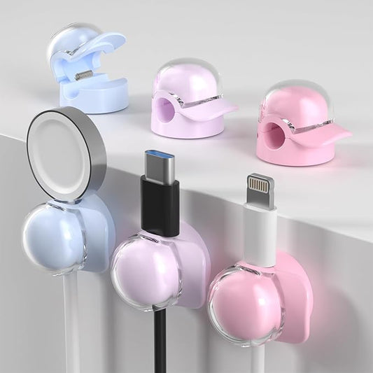 Eiito Cord Organizer [1s Lock] Spring Cable Management Clips -Desk Cord Holder, Adhesive Cute Cap Form Cable Clip, Phone Charger Wire Organizer Keeper for Nightstand Car Office Accessory(20Pack)