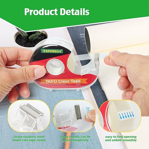 Clear Tape for Wrapping,Repairing and Adhesiving Smooth Cut Transparent Tape with Dispenser for Office & School Project 0.7 X 1000 Inch,36 Pack