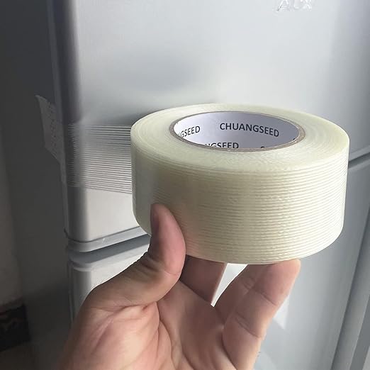 CHUANGSEED 2-Pack Mono Filament Strapping Tape 6.2mil x 2Inch x 30yds Commodity Grade Heavy Duty Transparent Reinforced Fiberglass Tape