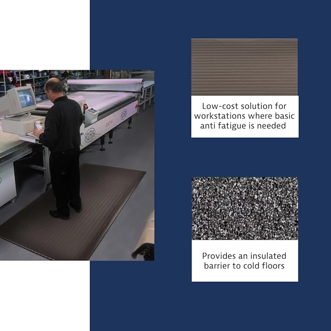 Notrax 410 Airug® 3' x 5' x 5/8" Anti Fatigue Mat, Enhanced Slip Resistance with Beveled Edges and Ribbed Surface, Ideal for Industrial and Commercial Workplaces, Black, 410S0535BL