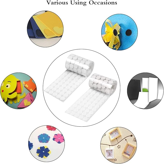 800pcs (400 Pair Sets) 15mm Diameter Sticky Back Hook, Self Adhesive Dots Loop Tapes for DIY Crafts Office Classroom (White)