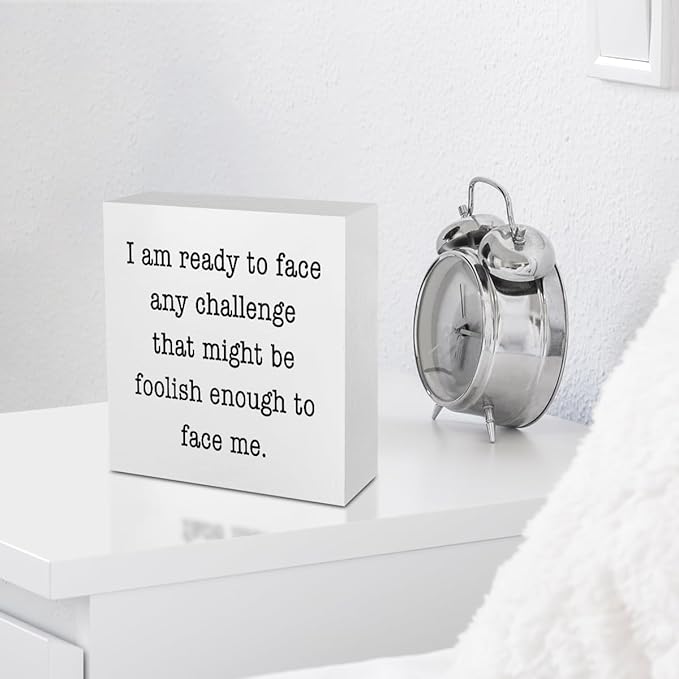 Funny Quotes Office Supplies Rustic Desk Decor White Wooden Box Sign Inspirational Office Organization Farmhouse Wood Plaque Motivational Cubicle Accessories Home Shelf Table Centerpiece Decorations