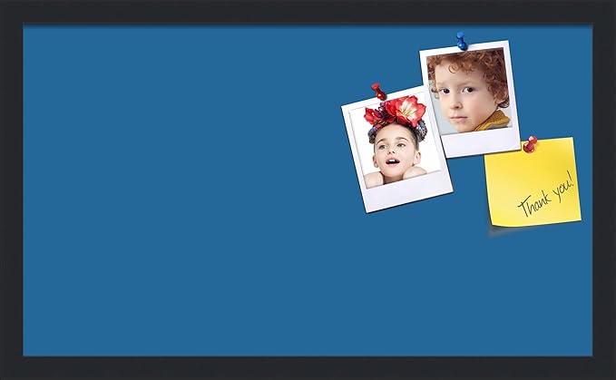 PinPix 24x14 Inch Cork Bulletin Board. This Decorative Framed Pin Board Comes with Navy Pastel Design and a Satin Black Frame. Ideal for Home Office Decor or Message Board (PinPix-1811)