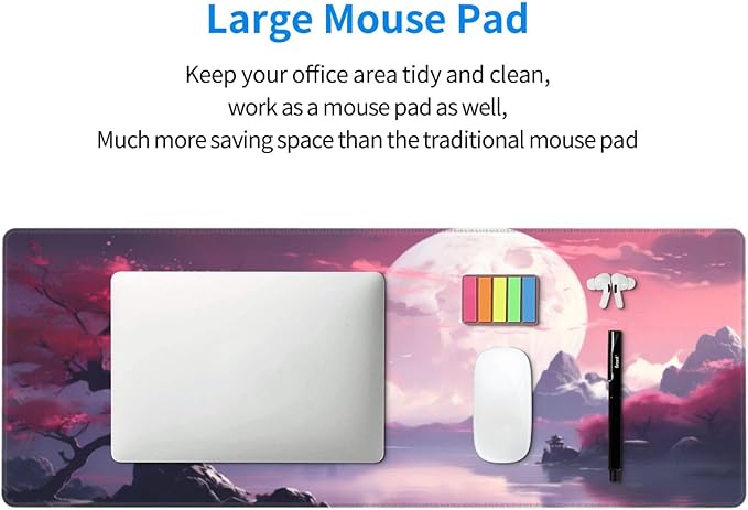 Watercolor Japanese Large Gaming Mouse Pad,Japanese Mouse Pad 31.5 x 11.8 in Mat Desk Pad,Large Desk Mat,Extended Keyboard Mousepad with Non-Slip Base and Stitched Edge for Desk Home Office