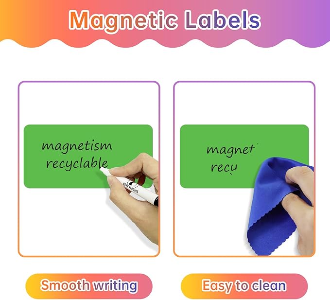 Dry Erase Magnets Set - 24 Pack - 4x2 in Whiteboard Magnetic Notes Planning Pads Labels - Small White Board Magnet Strips Name Tags for Home, Office and Classroom