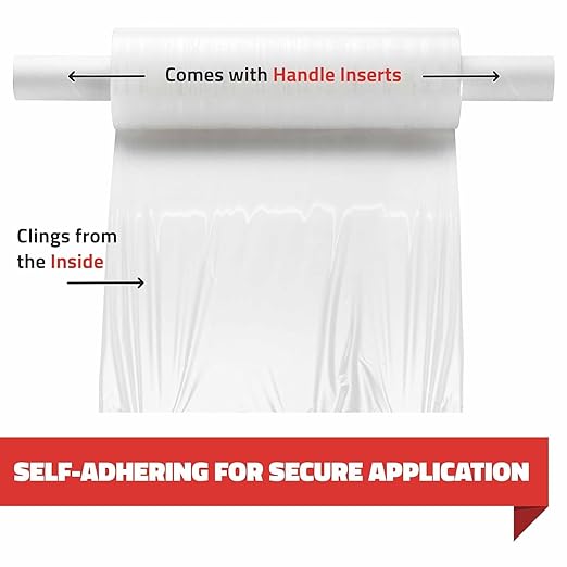 Stretch Wrap with Handle Industrial Strength 4 Pack 11" x 1000 Ft 60 Gauge Thick (15 Micron) Shrink Wrap Roll for Moving Supplies, Furniture, Pallets, Plastic Wrap for Packing, Heavy Duty Stretch Film