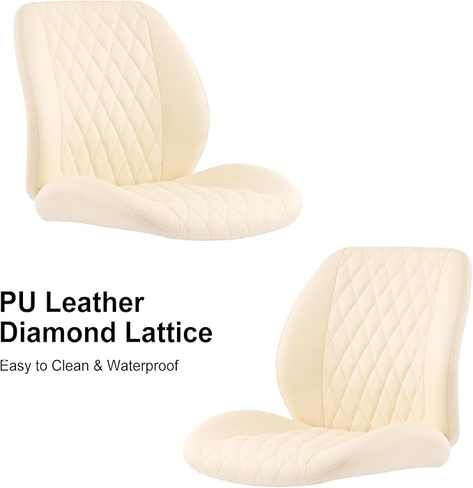 YFO Home Office Desk Chair Office Rubber Casters Ergonomic Computer Chair with Lumbar Support Adjustable Height Rolling Swivel Executive Task Armrests Chair， White Leather