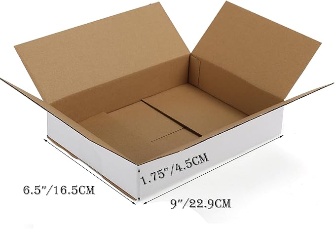 9x6.5x1.75 Small Shipping Boxes Set of 40, 3 Layers E Watts White Corrugated Cardboard Box Mailers for Mailing, Moving, Business Packing