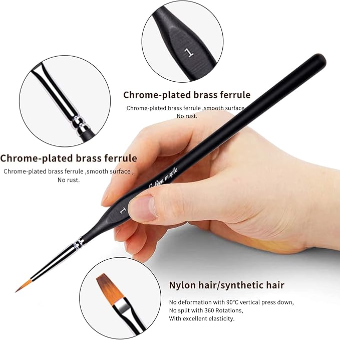 Golden Maple Miniature Paint Brushes, 15PC Model Brushes Micro Detail Paint Brush Set, Fine Detailing for Acrylics, Oils, Watercolors & Paint by Number, Figurine (Black)