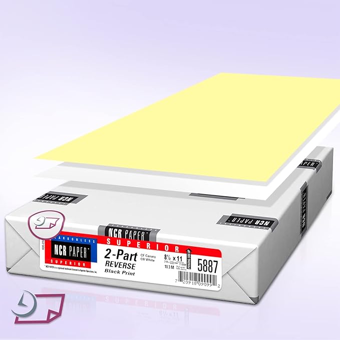 NextDayLabels - Superior Carbon-less NCR, Pre Collated Paper, 500 Sheets Per Pack (8-1/2" x 11" 2 Part Reverse, #5887)