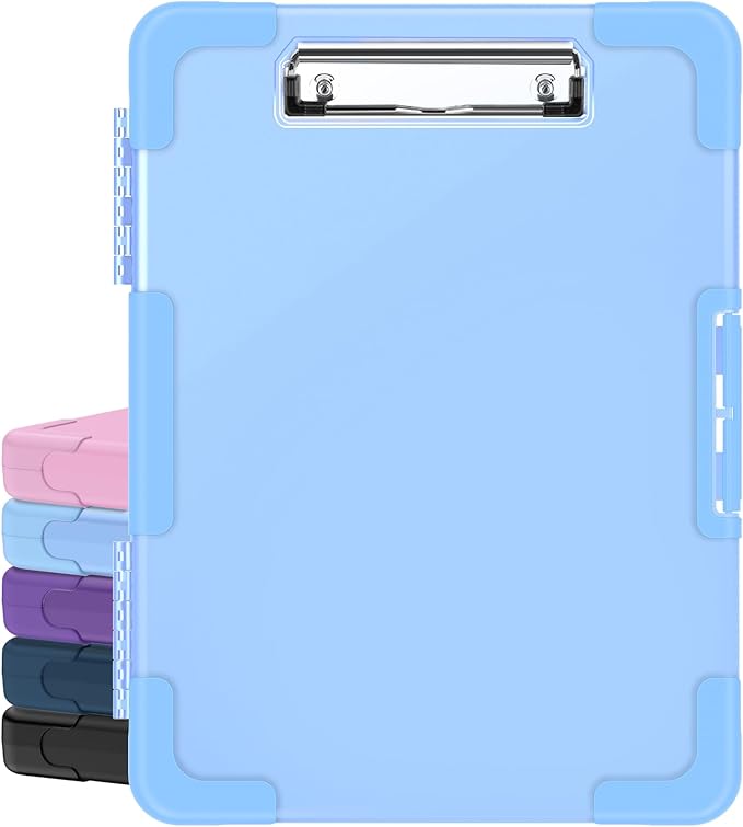 Sooez Toughest Clipboard with Storage, Internal Pen Pouch Included, Letter/ A4 Size, Shockproof Heavy Duty Plastic Clip Boards 8.5x11”, High Capacity Clipboards Box Case for Contractor Trucker Driver