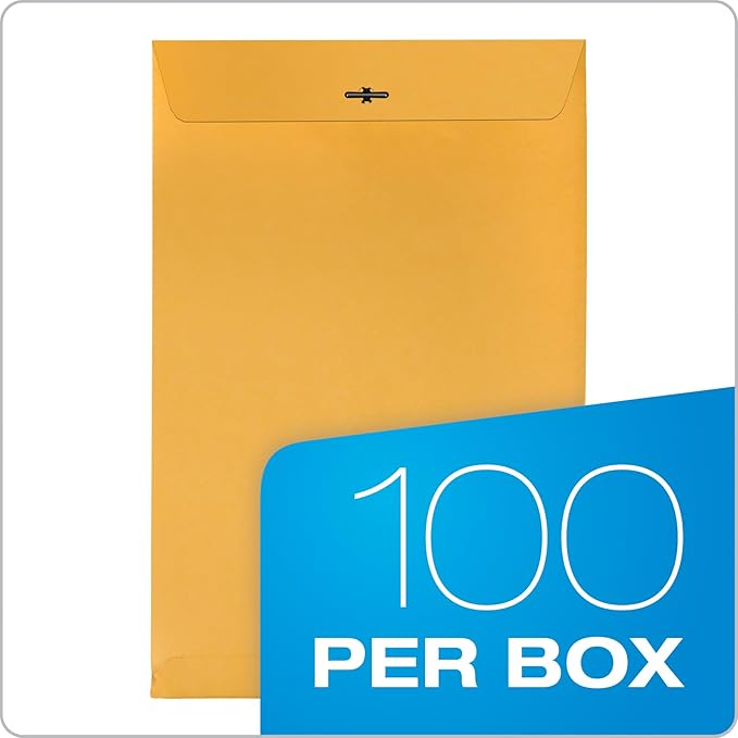 Quality Park Clasp Envelopes, Brown Kraft, 10 x 15 inches, Box of 100 (37898)