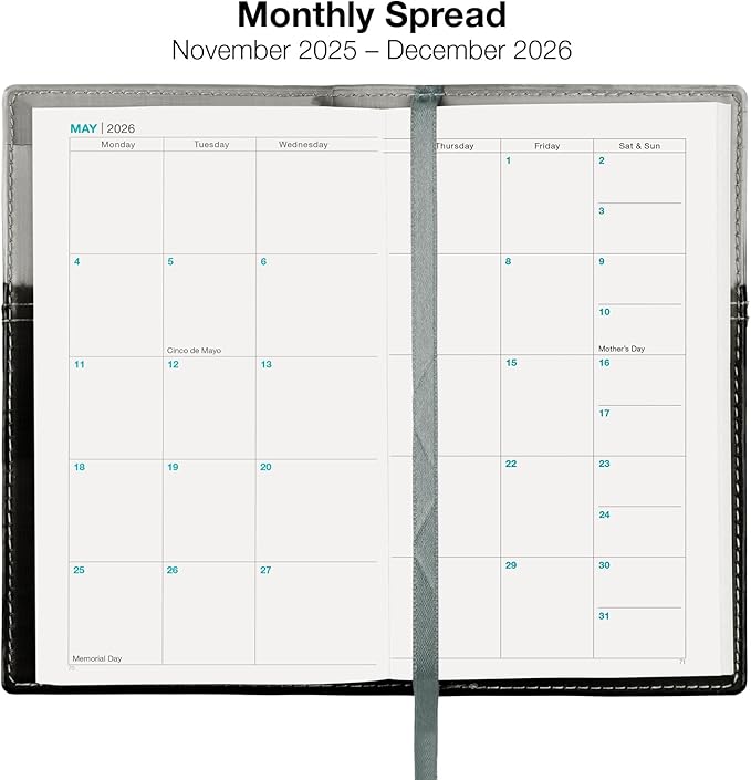 2026 Pocket Planner/Pocket Calendar, 3.5"x6": Includes 14 Months (November 2025 - December 2026) / 2026 Weekly Planner/Weekly Agenda/Monthly Calendar Organizer (Gray/Black)