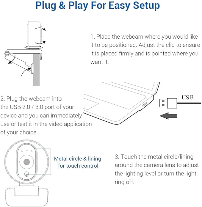 NexiGo N680E 1080P Webcam with Ring Light, Privacy Cover and Dual Microphone, Advanced Auto-Focus, Adjustable Brightness, Streaming Web Camera for Zoom Skype Facetime, PC Mac Laptop Desktop
