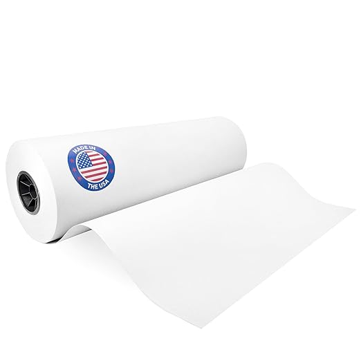 White Kraft Paper Roll 24" x 8640" (720 feet) - Quality USA-Made Large Paper Roll 50lb Thickness for Packing, Moving, Shipping & Crafts/Art - 100% Recyclable Natural Wrapping Material by IDL Packaging