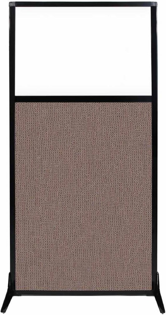 Versare Workstation Partition | Portable Wall Divider | Modern Office Cubicle | Free Standing Privacy Screen | Flexible Work Space | 33" x 70" W/Window, Latte Fabric Panels