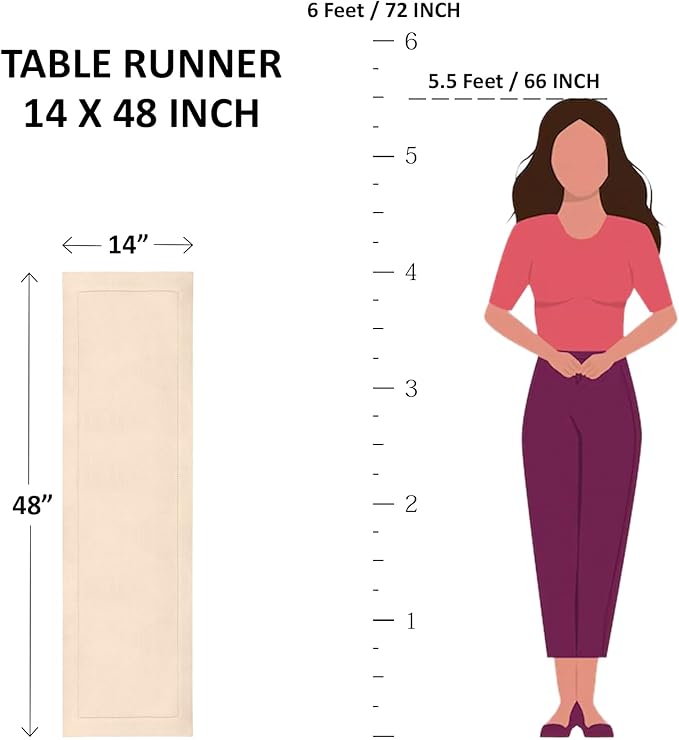 Solino Home Linen Table Runner 48 Inches - 100% Pure Linen Christmas Green Table Runner 14 x 48 Inch Ideal for Dresser and Coffee Tables - Thanksgiving - Fete