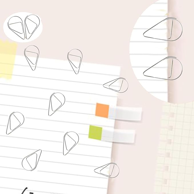 150 Pcs Small Silver Paper Clips Cute Paperclips Decorative Waterdrop Clips Basic Office Supplies for Photo Wedding Invitations