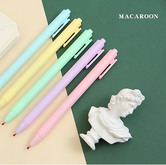 5pcs Gel Pens, Retractable Quick Dry Black Ink Pens Fine Point 0.5mm Premium Smooth Writing Pens for School Office Supplies (Macaron Color)