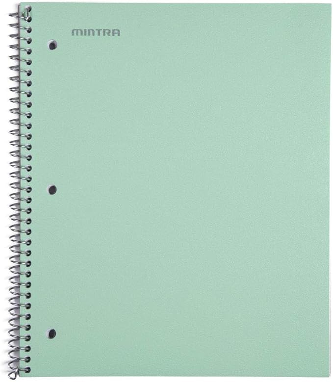 Mintra Office Durable Spiral Notebooks, 1 Subject, (Salmon, Sage Green, Lavender, College Ruled 3 Pack), 100 Sheets, Poly Pocket, Moisture Resistant Cover, Strong back, For School, Office, Business,