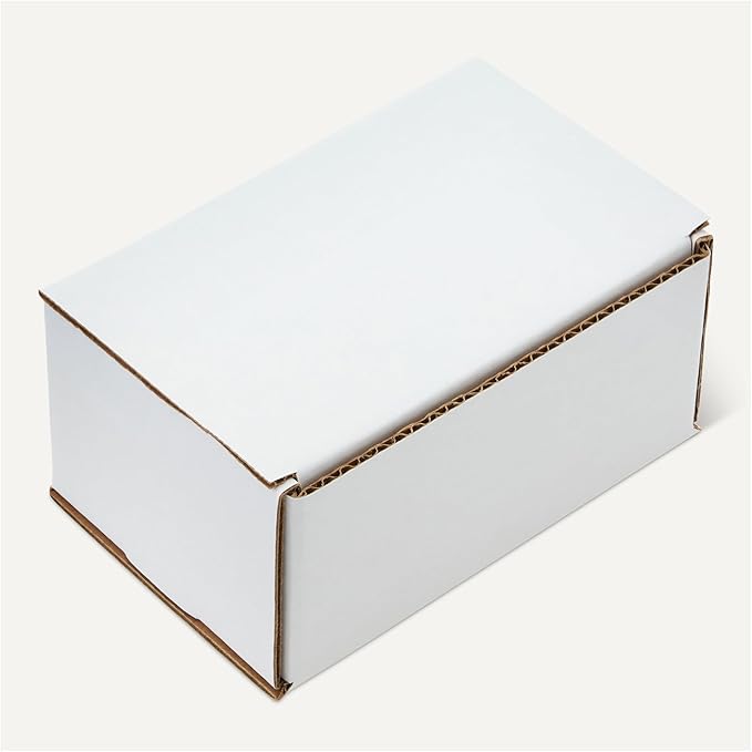 Amazon Basics Cardboard Shipping Boxes, Mailer Boxes, 50 Pack, White, 6" x 4" x 3"