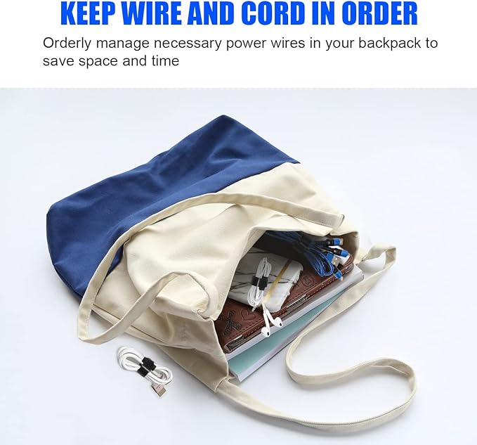 100 PCS 8 Inch Reusable Cable Ties, Adjustable Cable Management Wire Straps with Hook and Loop, Multi-purpose for Home, Office and Data Centers Organizer by QINGLER