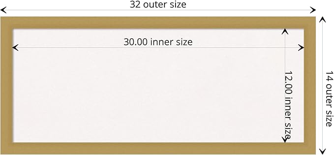 Amanti Art White Cork Board for Wall, 14x32 Vision Board with Gold Frame, Medium Corkboard Office Decor for Home Organization, Casual Corkboard Pinboard to display items for home organization