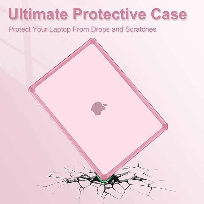 MOSISO Compatible with MacBook Pro 13 inch Case M2 2025-2016 A2338 M1 A2251 A2289 A2159 A1989 A1708 A1706, Anti-Cracking Heavy Duty Plastic TPU Bumper Hard Case&Keyboard Skin&Screen Film, Chalk Pink