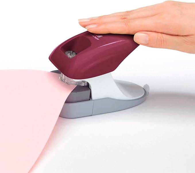 Plus Paper Clinch Desktop Staple-Free Stapler, Wine