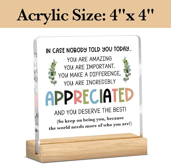Inspirational Desk Decor, Employee Appreciation Gifts, Inspirational Gifts for Women Appreciation Gifts for Coworkers, Motivational Quote Clear Acrylic Desk Decoration for Office Home