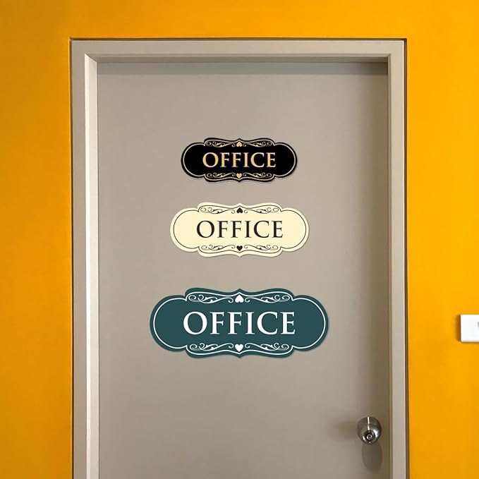 All Quality Designer Office Sign | Easy Installation - Red/Yellow - Large (2 Pack)