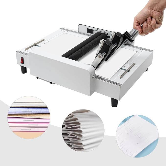 Booklet Maker A3 Paper Folding Binding Machine, MAX 11.7"×16.5" Paper Folder Stapler Machine, 2 in 1 Multifunctional Automatic Book Maker Stapling Machine for Schools Print Stores Offices Factory