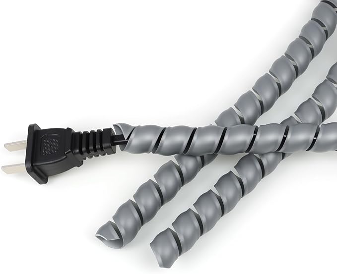 Spiral Wire Wrap, 9.84ft, 16.4ft, 33ft Spiral Cable Wrap Sleeve Hose for Computer, Power, Audio & Video Cords Stop Cord Tangle and Detangler (Grey, 10mm (3/8")-33ft)