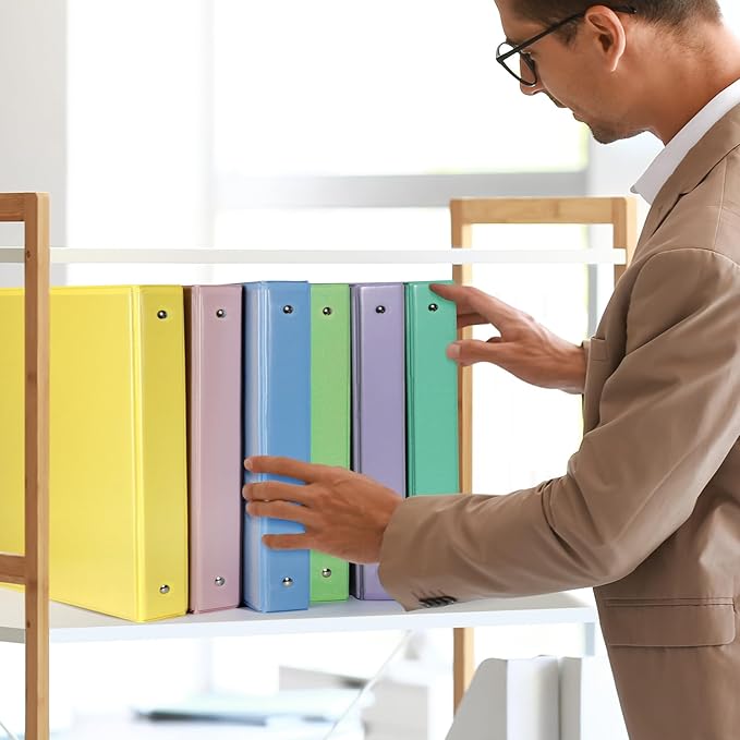 COMIX Standard 3 Ring Binder 1 inch with Clear View Cover, 1" Round Ring View Binder Holds 200 Sheets of US Letter Size Paper, 6 Pack (Lemon Yellow)