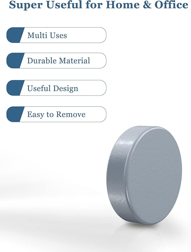 SMARTAKE 45 Pcs Refrigerator Magnets, Small Round Fridge Magnets, Multi-Use Premium Neodymium Office Magnets for Fridge, Whiteboard, Billboard in Home, Kitchen, Office and School (Grey)