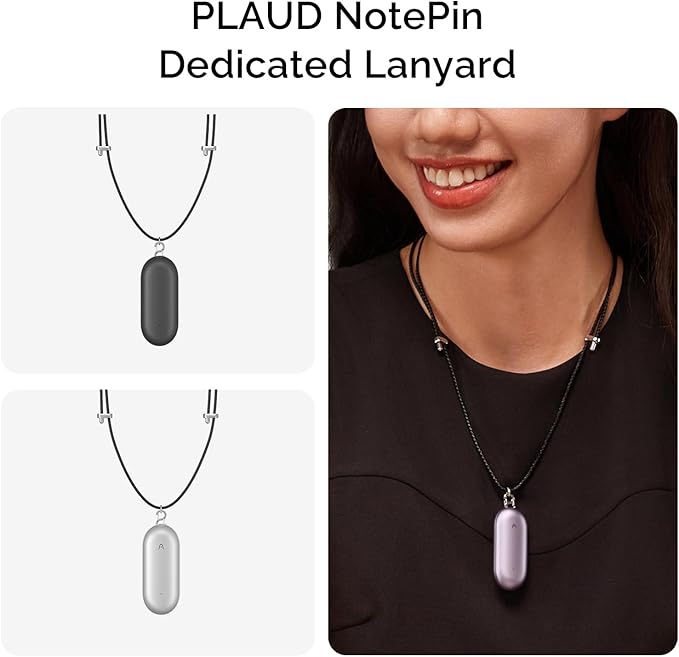 NotePin AI Voice Recorder, Voice Recorder with Neck Strap Lanyard, Transcribe & Summarize with AI Technology, 64GB Memory