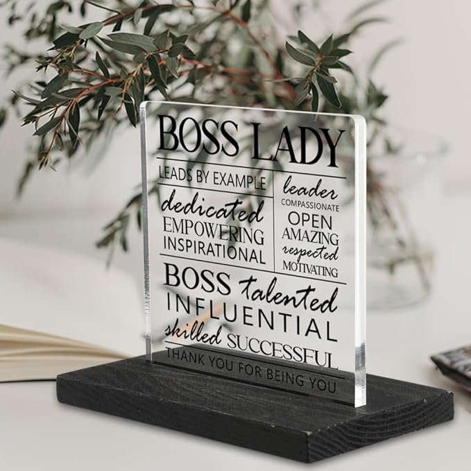 Thank You Appreciation Gifts for Boss Lady, Boss Lady gifts for Women, Inspirational Positive Gifts for Female Boss Lady Leader, Boss Lady Birthday Boss Day Gift office Decorative Signs-DX336