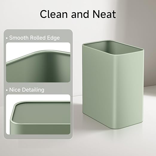 TIPGO Small Metal Trash Can, 2.1 Gallon Slim Trash Can for Bathroom, Wastebasket Garbage Bin for Bedroom, Office, Kitchen, Under Sink (Green)
