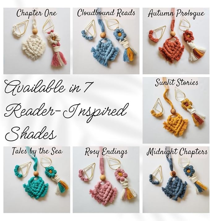 Set of 3 Whimsical Bookmark | Book tabs Classroom Must Haves Crochet Flower Bookmark Paper Clips Bullet Journal Tassels for Bookmarks Cute Things Teacher Must Haves