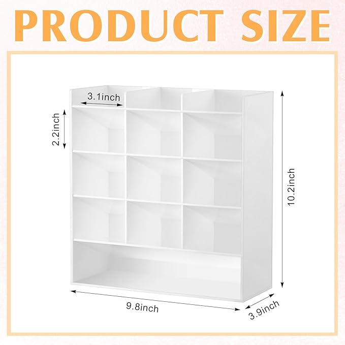 Acrylic Pen Organizer Storage for 150 Markers Vertical Marker Organizer Acrylic Pen Display Holder for Office Desk Desktop Stationery Pencil Storage, White, 10.2 x 4 x 9.8 Inch