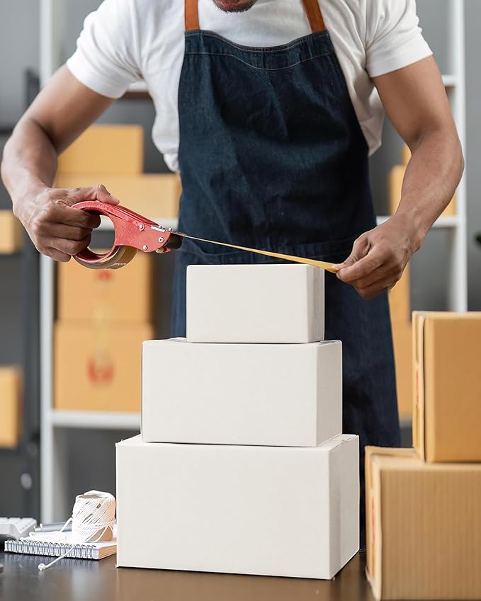 Assorted-Sizes-Shipping-Boxes-40-Pack: 9x6x4 & 10x7x5 Small-Shipping-Boxes-Mailers, White Corrugated-Cardboard-Boxes-for-Packing-Small-Business Mailing