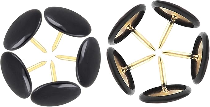 Piutouyar 300Pcs Black Decorative Flat Push Pin, Plastic Roundness Head Thumbtack, Black Thumb Tacks for Wall, Map, Cork Board, 3/8 Inch