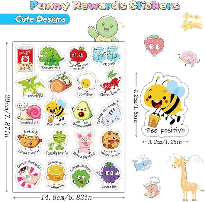 Punny Teacher Prize Stickers for Student, 464pcs Motivational Reward Sticker for Kids Fun, Classroom Must Have Essential for Teacher Elementary, Home School Supplies, Encouraging Incentives Stickers